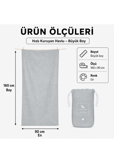 Dock And Bay Hızlı Kuruyan Havlu Essential L Mountain Grey Gri