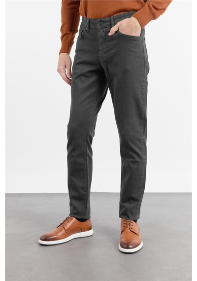 İmza Antrasit 5 Cep Düz Paça Gabardin Slim Fit Pamuklu Pantolon 1003260318