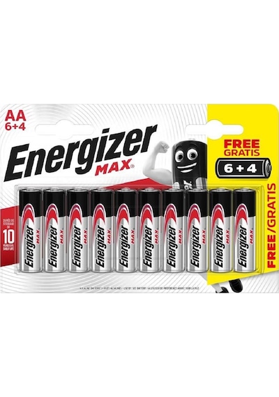 Energizer Alkalin Max AA 6+4 Kalem Pil 10'lu