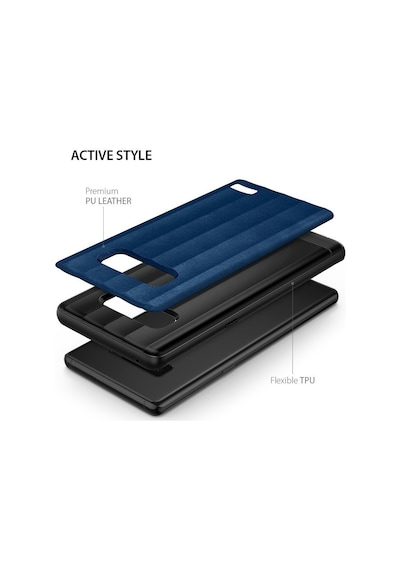 Ringke Flexs Galaxy Note 8 İle Uyumlu Kılıf Deep Blue Premium Pu Deri&tpu Kombini Tam Koruma