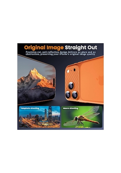 İphone 17 Pro Premium Ar+ Af+ Çerçeveli Tam Koruma Carbon Fiber Tasarım Kamera Lens Koruyucu