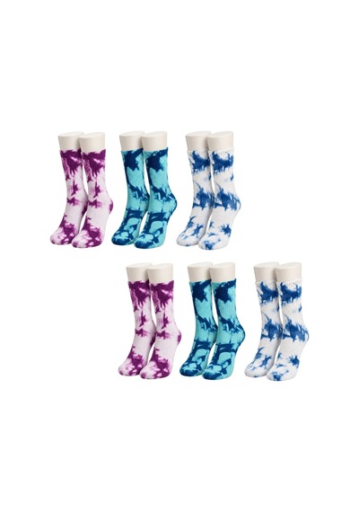 Genel Unisex Batik Desenli Çorap 6'lı Set Pamuklu Renkli Uzun Soket Dikişsiz Çok Renkli / 39-44 / 6 Adet Çok  Renkli