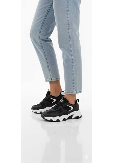Mcdark Kadın Siyah Beyaz Ortopedık Sneaker Ayakkabı