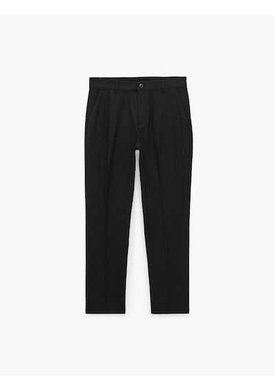 Koton Viskon Cepli Slim Fit Pileli Kumaş Pantolon Siyah 7wam40011hw