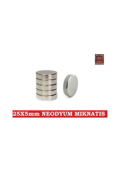 Neodyum Mıknatıs-Güçlü Miknatis Çap 25Mm X Kalinlik 5... 2 Adet