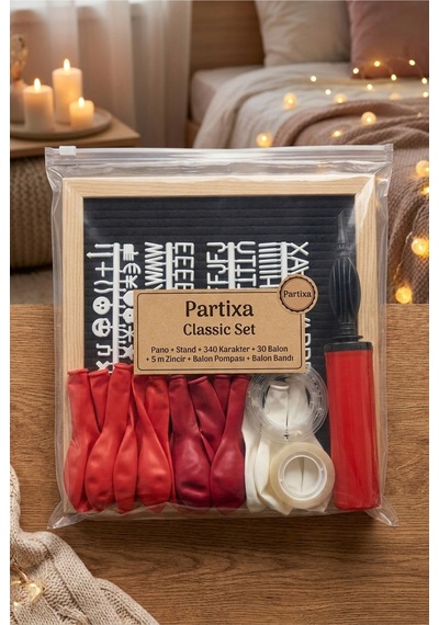 Sevgililer Günü Yıl Dönümü Süsleme Classic Set Siyah Keçe Yazı Panosu Standlı Balon Zincirli El Pompası Romantik Set Tüm Yaşlar