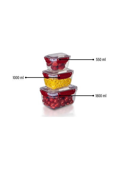 3'lü Master Dikdörtgen Saklama Kabı 550 ML - 1000 ML - 1800 ML 001