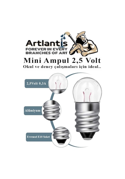 Mini Duy Ve Mini Ampul 1 Adet Elektrik Deney Duyu Ve Ampulü 2.5 V Amup Yuvası Devre Proje Etkinlik Okul Sınıf