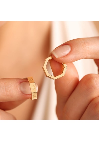 Sembol Gold Altın Halka Küpe 1.5 CM Çivi Form