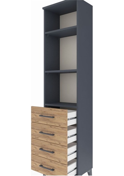 Arges Dolap 3 Raflı 4 Çekmeceli 44x30x182 Antrasit-çam Antrasit