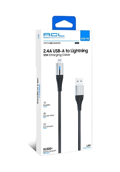 ACL 2.4A 12w - 1.2M Ledli Hızlı Usb Lightning Sarj Kablosu