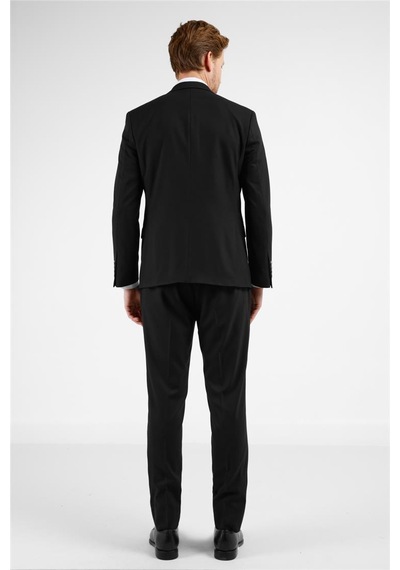İmza Siyah Mono Yaka Kazayağı Desen 6 Drop Slim Fit Takım Elbise 1001255173 Siyah