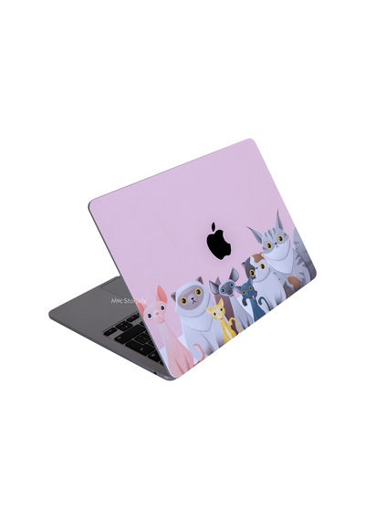 Apple Uyumlu MacBook Pro Kılıf 13inç M1-m2 Sticker Kaplama Laptop Koruyucu A2338 İle Animal03 Açık Pembe