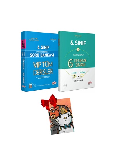 6. Sınıf Vıp Tüm Dersler Soru Bankası & 6 3+3 Deneme Sınavı Tamamı Çözümlü Hediyeli Set