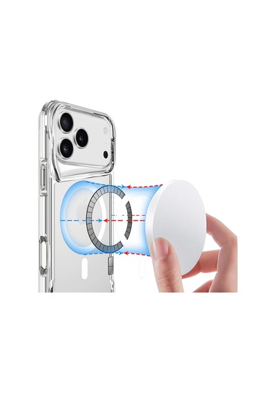 Zore Apple iPhone Uyumlu 17 Pro Kılıf Omsy M-safe Şarj Özellikli T-max M-safe Kapak - Şeffaf