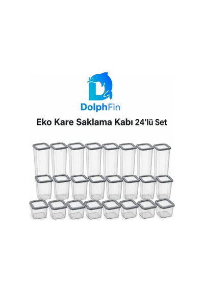 Eko Kare Saklama Kabı 24'lü Set 650/1300/1900 Ml Siyah