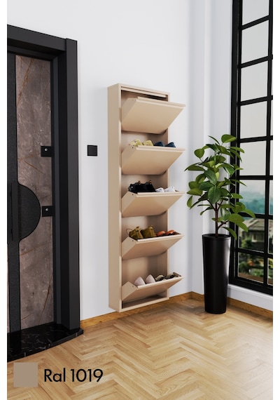 Evdemo 5 Kapaklı Metal Ayakkabılık Cappuccino Evdemo 5 Kapaklı Metal Ayakkabılık Cappuccino