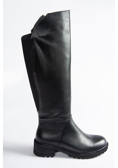 Fox Shoes Siyah Hakiki Deri Alçak Topuklu Günlük Kadın Çizme N654032803 Siyah