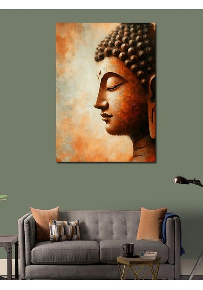 Kanvas Tablo Buda Heykeli Çizimi 70cmx100cm