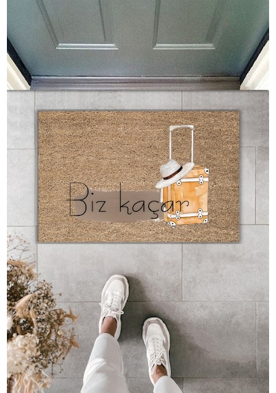 Rugmood Modern Dijital Baskı - Biz Kaçar Paspas - Kapı Önü Paspası Kahverengi