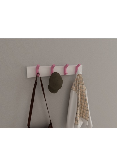 Hepsi3boyutlu Modern Duvar & Kapı Kanca Askılık - 4 Adet Pembe Kanca Askılık - Model No : 2 Pembe