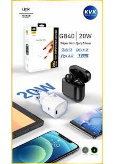 G840 Premium Mini 20w Usb-c Süper Sı Gan Şarj Adaptörü