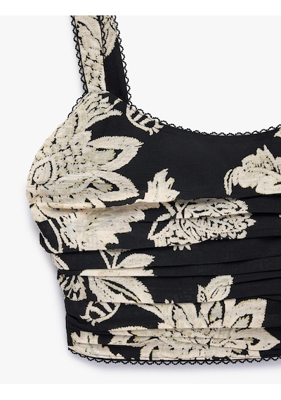 Koton Koton X Melis Ağazat - Keten Karışımlı Dantel Detaylı Kalın Askılı Kare Yaka Çiçekli Crop Büstiyer Siyah Desenli 6sak30124ew Koton Koton X Melis Ağazat - Keten Karışımlı Dantel Detaylı Kalın Askılı Kare Yaka Çiçekli Crop Büstiyer Siyah Desenli 6sak30124ew