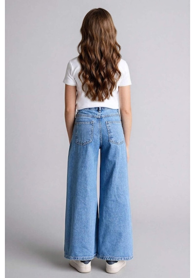 Defacto Wıde Leg Jean Pantolon Kız Çocuk H0683a826smnm28 Mavi-nm28
