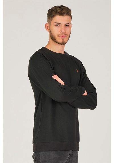V4003 Dewberry Reglan Kol Erkek Sweatshırt-siyah Siyah