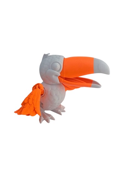 3d Hareketli Tukan Kuşu Figürlü Oyuncak - Turuncu/beyaz