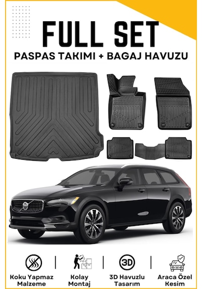 Volvo V90 2023 Model Birebir Uyumlu Bagaj Havuzu+paspas Seti