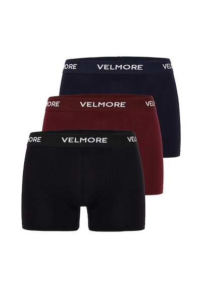 Velmore Erkek Boxer 3 Lı Kutu Yumuşak Pamuk Sıkmayan Bel Lastikli Beden S - 5xl Bordo - Siyah - Lacivert