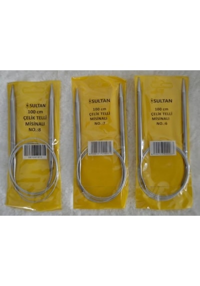 Çelik Telli Misinalı Şiş 100 Cm 6 No 7 No 8 No 1 Er Adet