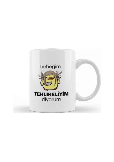 Sarı Civciv Bebeğim Tehlikeliyim Diyorum 02 Kupa Bardak Porselen No378 Karışık