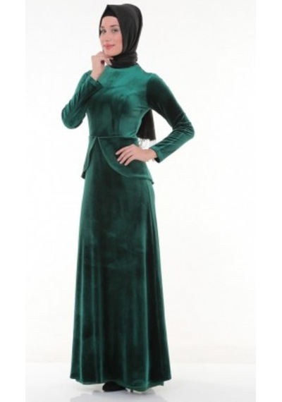 Nidya Moda Büyük Beden Elbise-4044Y Yeşil