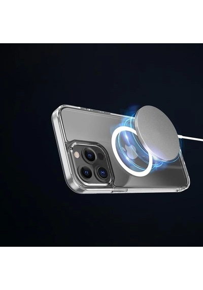 Apple Uyumlu  iPhone 13 Pro Magsafe Kablosuz Şarj Destekli Manyetik Şeffaf Koruyucu Kılıf