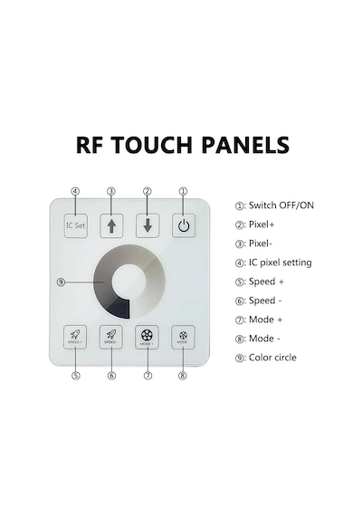 Tek Renk Piksel Şerit Kontrol Cihazı Dokunmatik Panel Kablosuz Anahtar Uzaktan Kumanda 15metre Beyaz Ktf-pc028 4 Kanal 12/24v Diğer