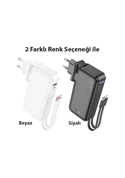 Hoco J126 Usb-a+type-c Çıkışlı Type-c+lightning Kablolu 10000mah Powerbank Şarj Aleti- 5775 Diğer