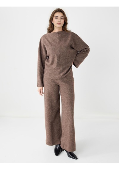 Jimmy Key Kahve Melanj Rahat Kesim Yarasa Kol Yumuşak Dokulu Sweatshirt 5ww236154819