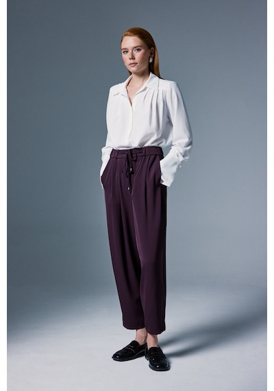 Sateen Talia Pantolon - Mürdüm-137100 Mürdüm