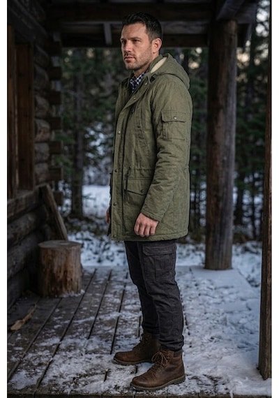 Alaska The Last Frontier Regular Fit Çıkarılabilir Kapüşonlu Su Geçirmez Oxford Kumaş Uzun Parka Kaban Açık Haki