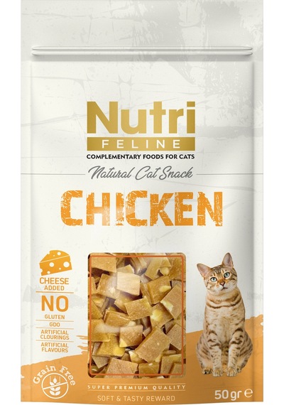 Nutri Feline Chicken & Cheese Tavuklu Ve Peynirli Tahılsız Kedi Ödülü 50 Gr.