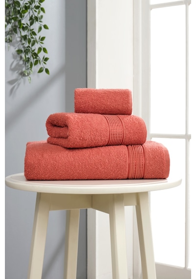 Eponj Home 3lü Havlu Seti Ezgi Kiremit 70x140 + 50x85 + 30x50 Kiremit