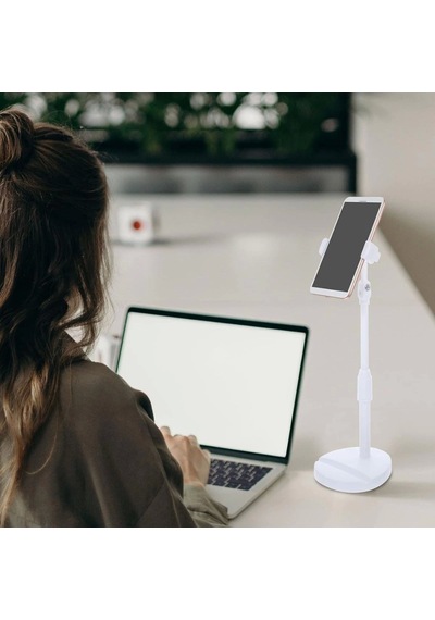Masa Üstü Tablet Ve Telefon Tutucu Plastik Aparat Beyaz Telefon Standı Diğer