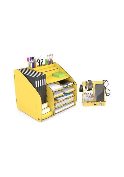 Fx-xl Modest - 6 Renk - A4 Evrak Rafı Masaüstü Organizer Sarı - 39484074 Sarı