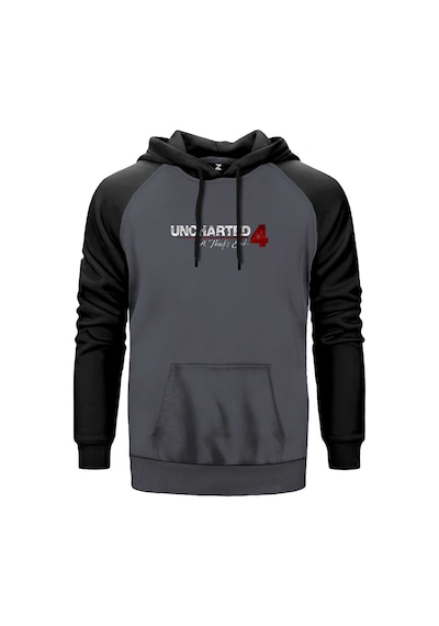 Uncharted 4 Logo Gri Renk Reglan Kol Sweatshirt Gri