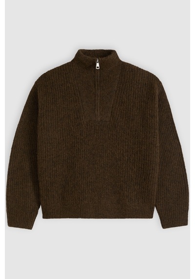 Levi's Ava 1/4 Kadın Java Kırçıllı Kahverengi Fermuarlı Kazak-24591