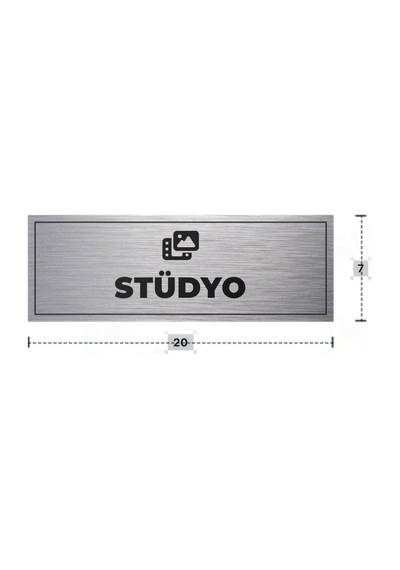 Stüdyo Yazılı - Metal - Gümüş Renk - Kapı İsimliği - 20x7 Cm