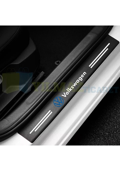 Volkswagen Mavi Karbon Kapı Eşiği Koruma Araba Oto Sticker 4Parça