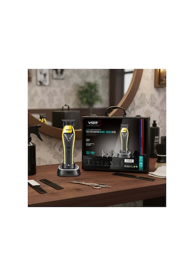 V-994 Vektör Motorlu Saç Sakal Kesme Makinesi 8000-10000 Rpm Dlc Bıçaklı Metal Şarjlı Tıraş Makinesi - Sarı